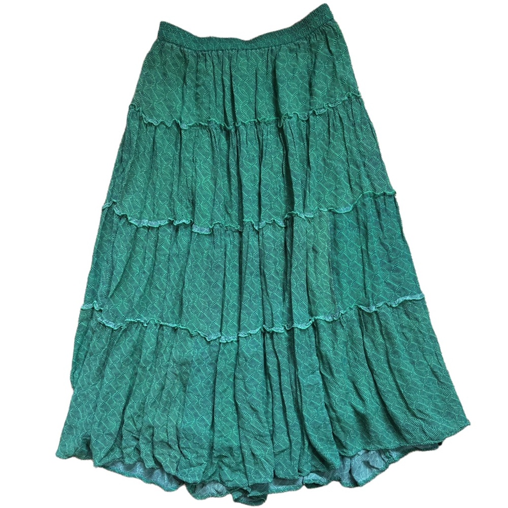 Maeve by Anthropologie Green Tiered Midi Skirt